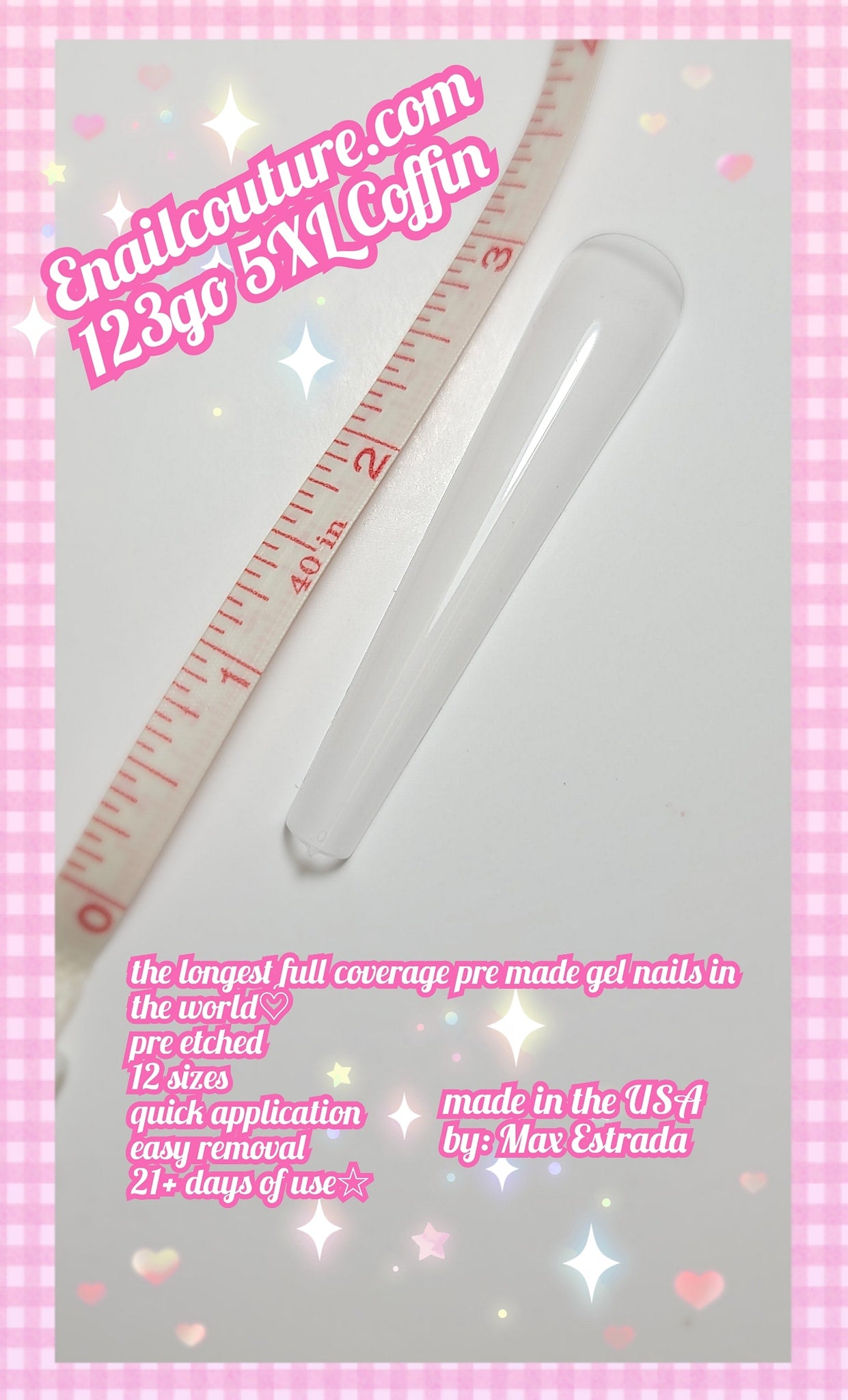 123 Go! Nails (pre made full coverage gel nail tips) (Full Cover False Nail Artificial Gel Nails Tip, False Nails)