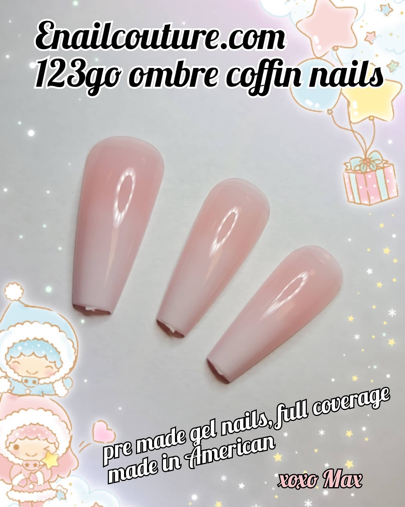 123 Go! Nails (pre made full coverage gel nail tips) (Full Cover False Nail Artificial Gel Nails Tip, False Nails)