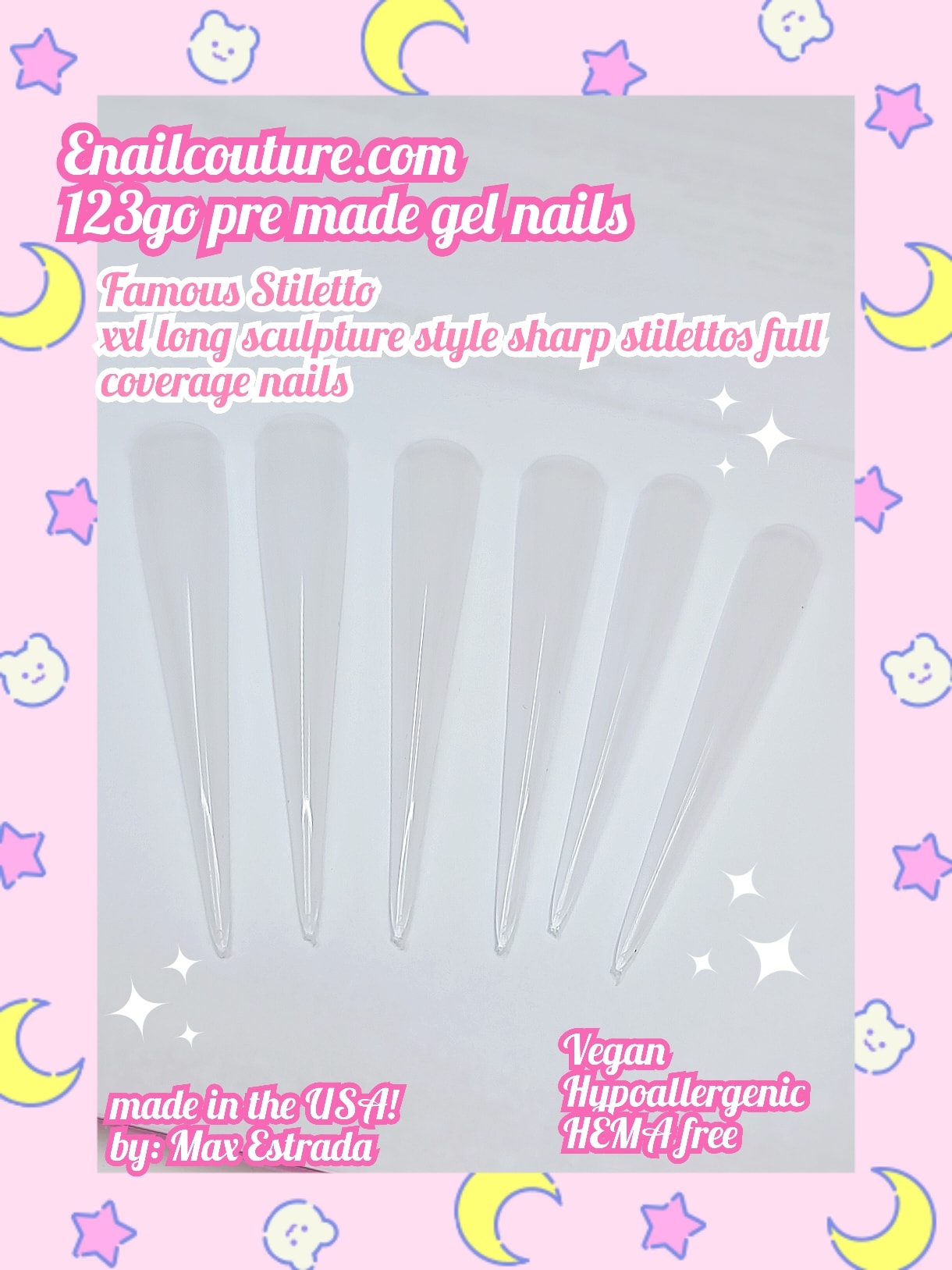 123 Go! Nails (pre made full coverage gel nail tips) (Full Cover False Nail Artificial Gel Nails Tip, False Nails)