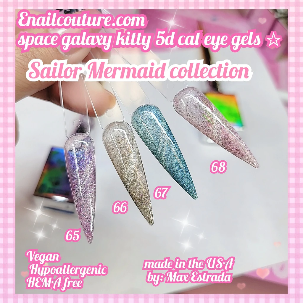 space galaxy kitty gels!~ (NEW 5d cat eye color gels, now 25 colors)(Cat Eye Gel Nail Polish Set Soak Off UV LED light Starry Sky Effect Magic Gel Nail Polish Kit Manicure Nail Art )