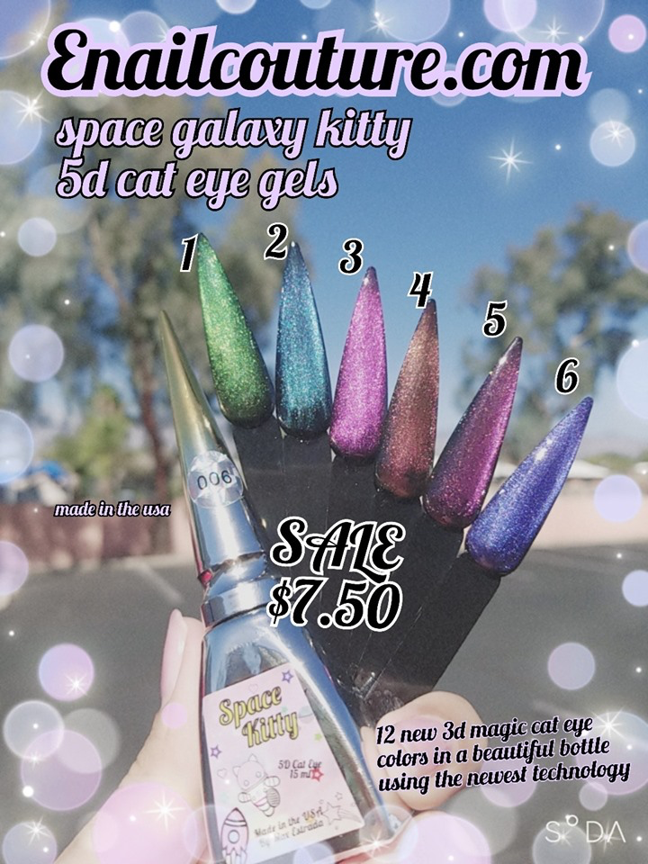 space galaxy kitty gels!~ (NEW 5d cat eye color gels, now 25 colors)(Cat Eye Gel Nail Polish Set Soak Off UV LED light Starry Sky Effect Magic Gel Nail Polish Kit Manicure Nail Art )