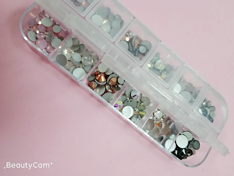 rhinestone set MIX authentic nail art crystals (diamond, charms, gems, rhinestones) (Multi Shapes Glass Crystal AB Rhinestones for nail gems with tools and nail rhinestone nail decoration and accessories kit)