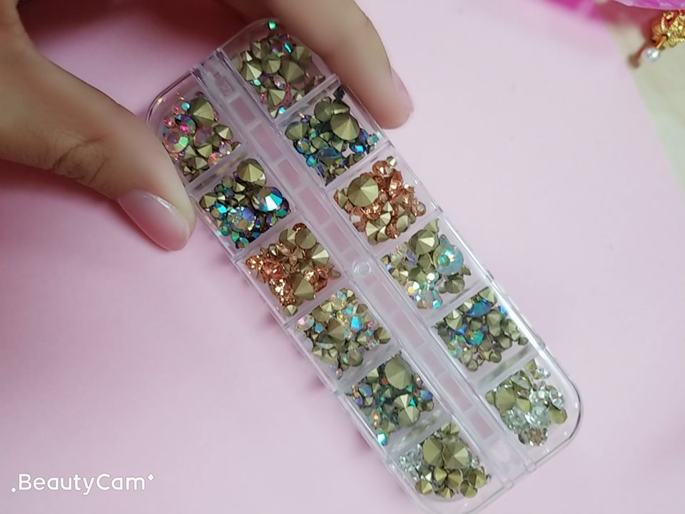 rhinestone set MIX authentic nail art crystals (diamond, charms, gems, rhinestones) (Multi Shapes Glass Crystal AB Rhinestones for nail gems with tools and nail rhinestone nail decoration and accessories kit)