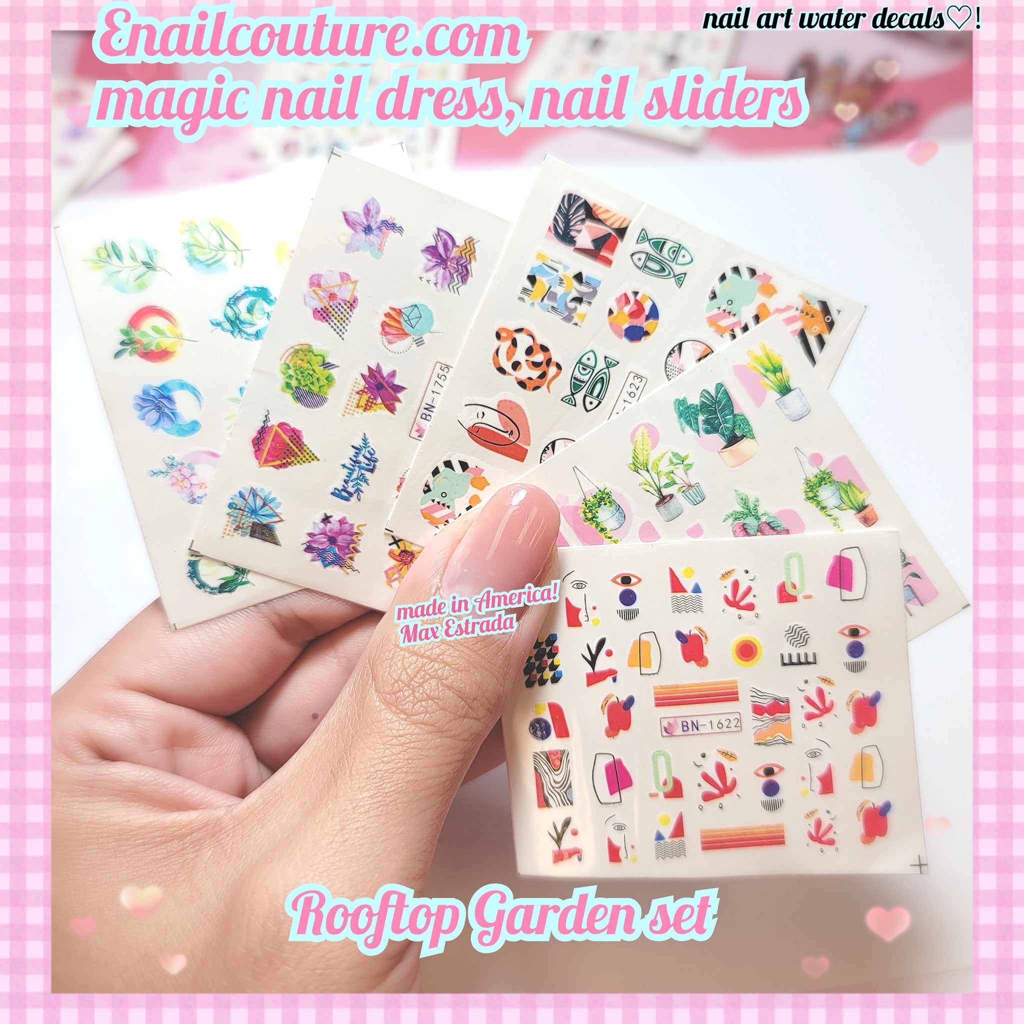 Magic Nail Dress Water Sliders (Nail Art Decals Nail Designs Colorful Water Transfer Stickers Nail Sliders Decals, Nail Art Manicure Decoration Accessories)(Transparent Silicone Head Nail Print Art Stamping Stamper Manicure Tools)