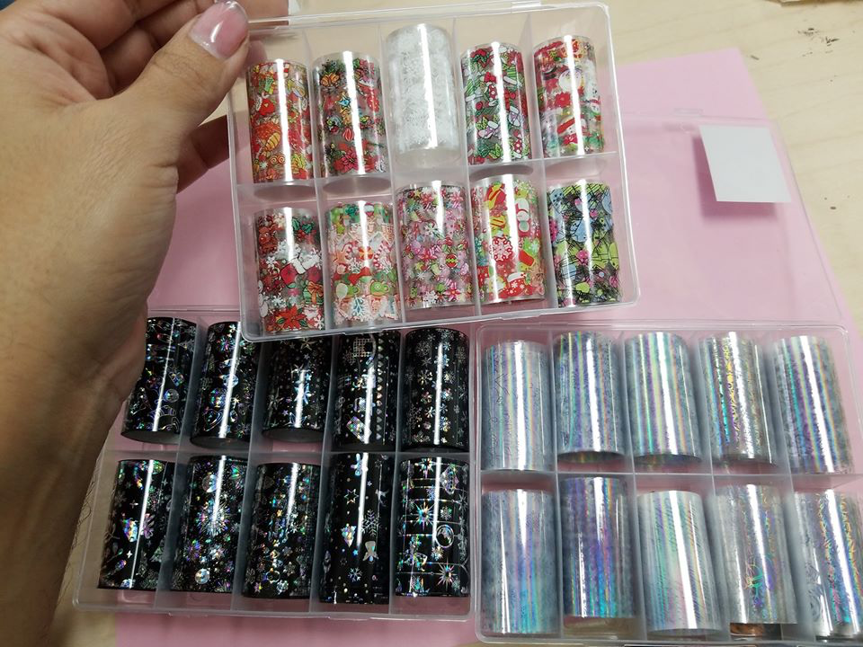 Foil Kit !~ (Sheets Nail Art Foil Transfer Stickers Kit Laser Flower Nail Foil Adhesive Stickers Paper Starry Sky Stars Flower Black White Lace Design Nail Transfer Foils for Nail Art DIY Decoration)