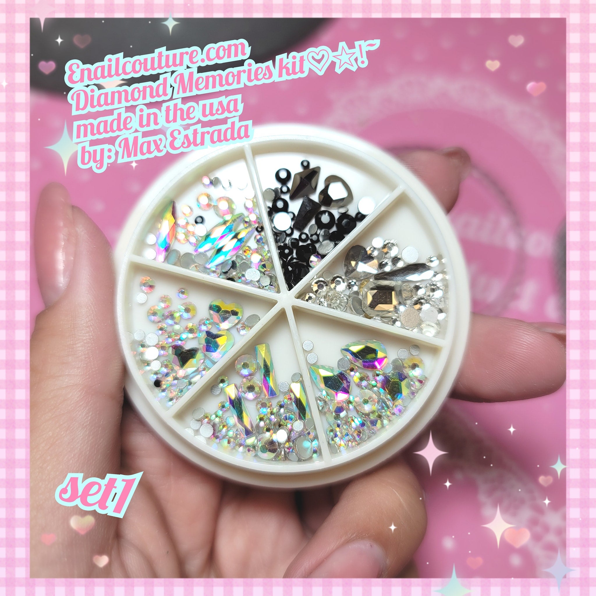 Diamond Memories (Nail Rhinestones Kit, AB Crystal Rhinestones for Nail Craft Multi Shape Nail Art Stones Mixed Size Round Flatback Nail Gems Packaged in Diamond Storage Box)