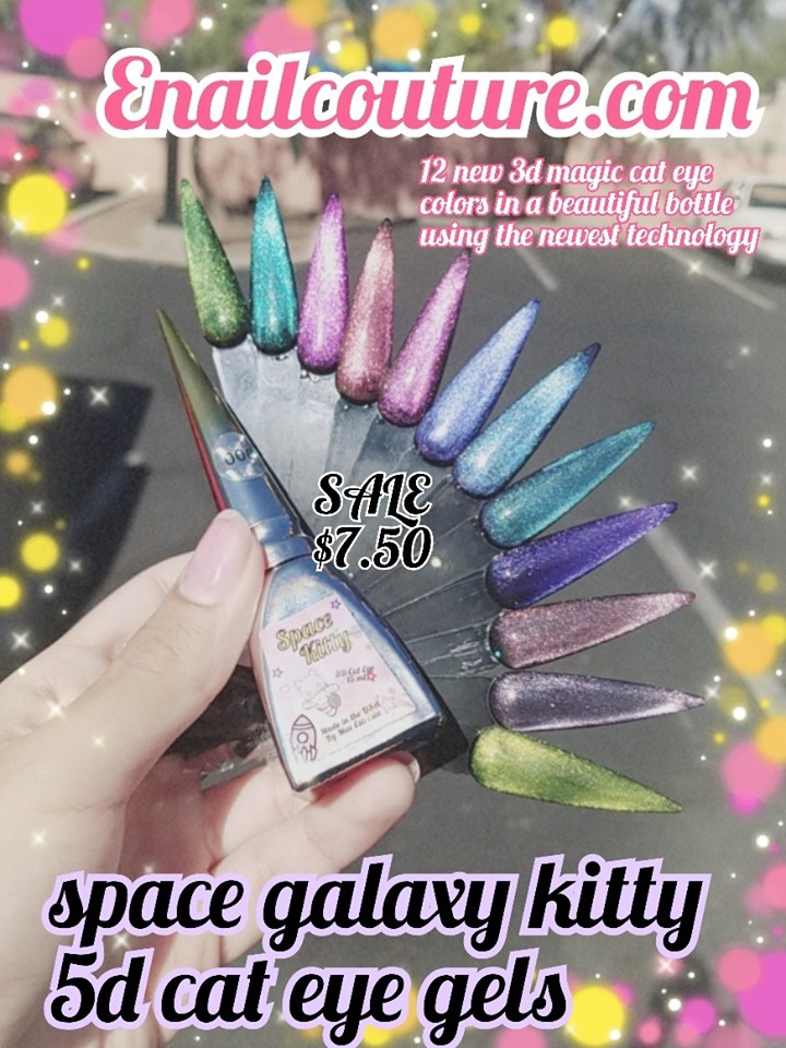 space galaxy kitty gels!~ (NEW 5d cat eye color gels, now 25 colors)(Cat Eye Gel Nail Polish Set Soak Off UV LED light Starry Sky Effect Magic Gel Nail Polish Kit Manicure Nail Art )