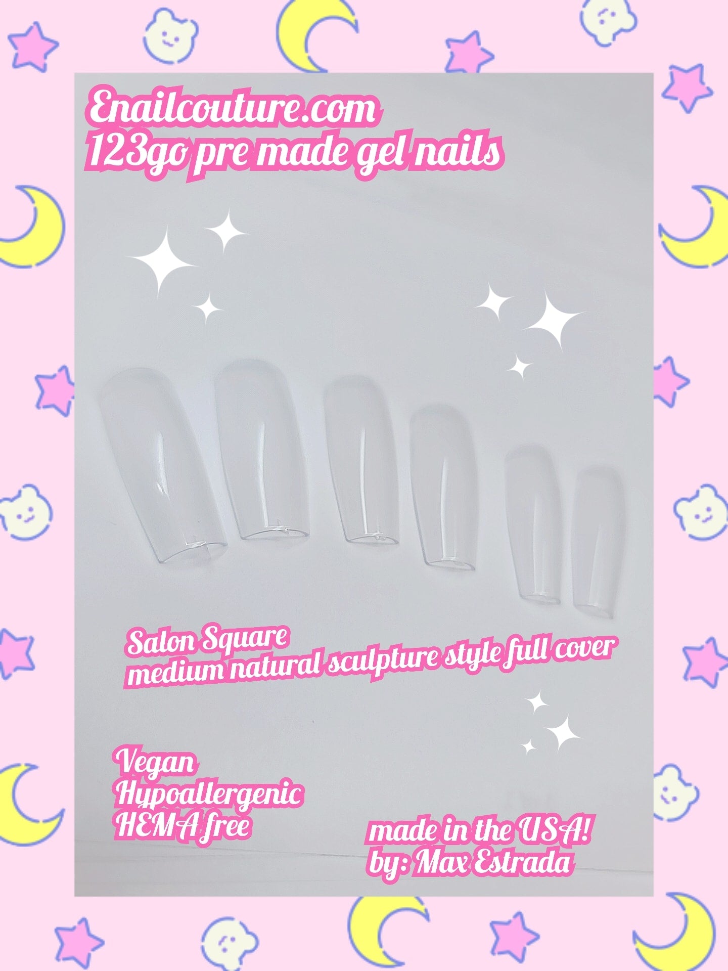 123 Go! Nails (pre made full coverage gel nail tips) (Full Cover False Nail Artificial Gel Nails Tip, False Nails)
