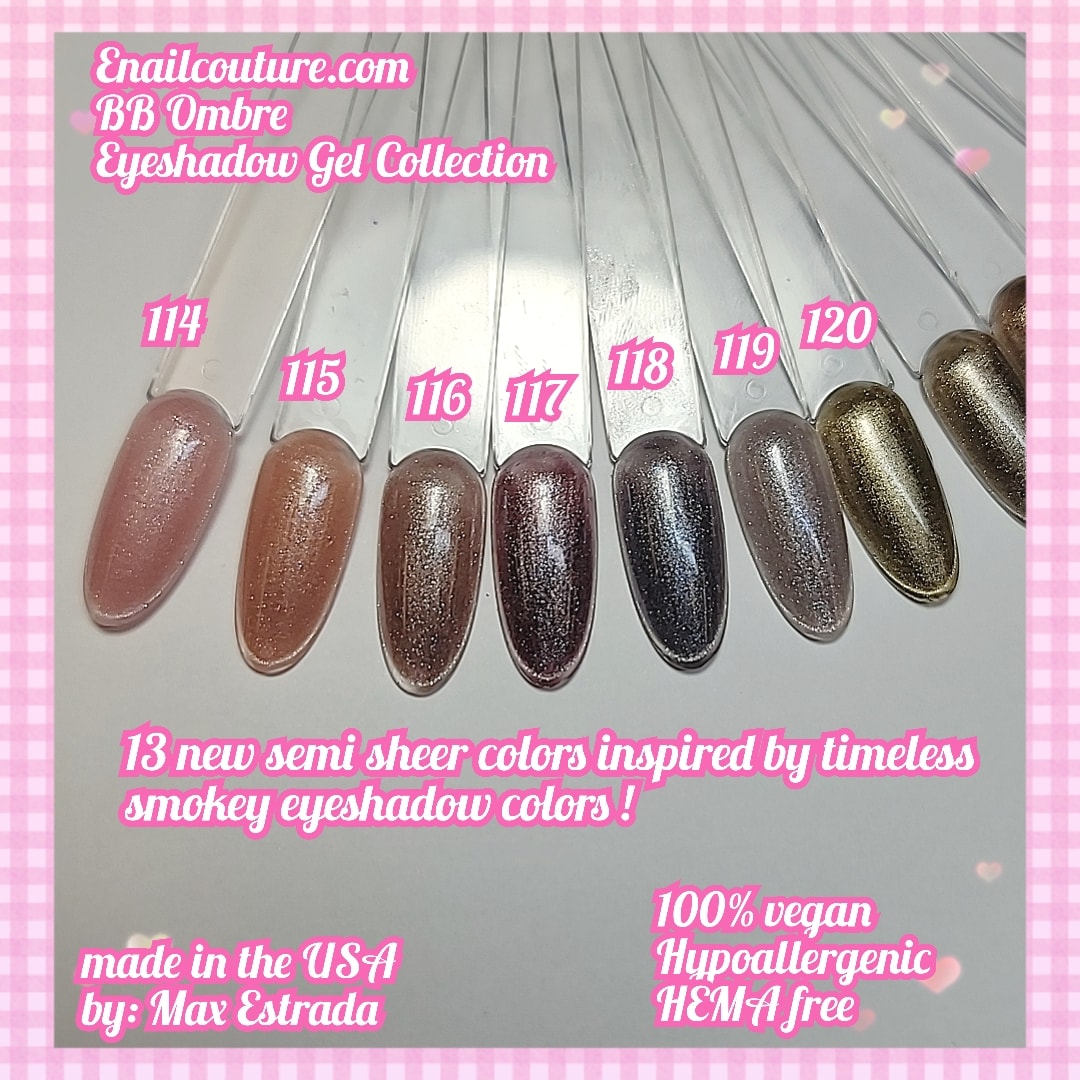 BB ombre Eyeshadow gel collection! (gel Nail Polish Set Brown Grey White Silver Glitters Colors Gel Polish Set, Fall Winter Nail Art DIY At Home Salon Manicure Kit Gift for Christmas Day New Year)