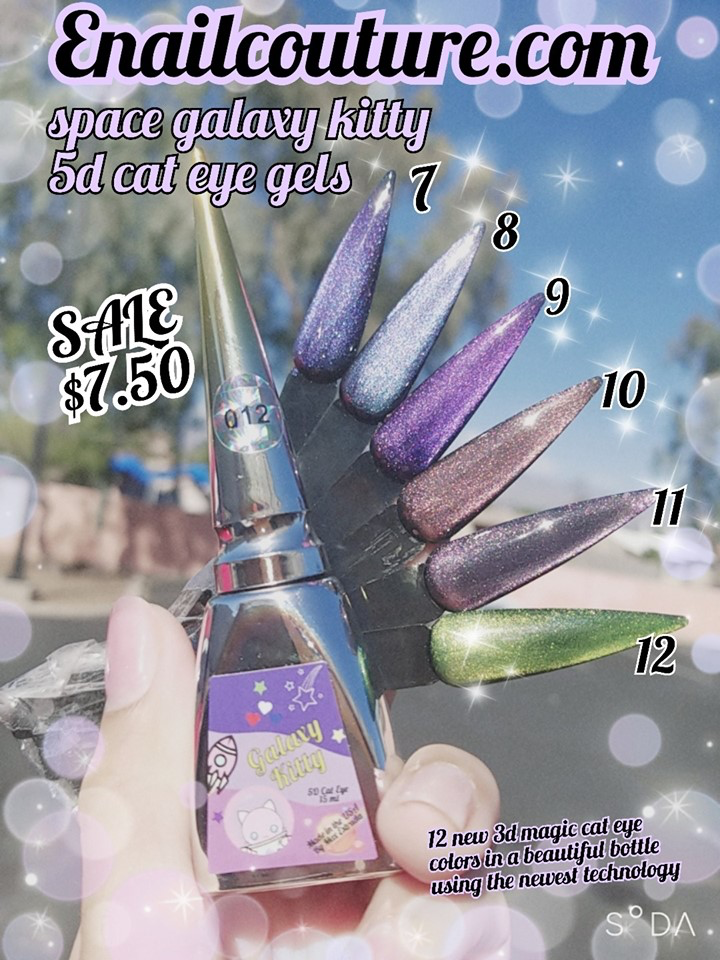 space galaxy kitty gels!~ (NEW 5d cat eye color gels, now 25 colors)(Cat Eye Gel Nail Polish Set Soak Off UV LED light Starry Sky Effect Magic Gel Nail Polish Kit Manicure Nail Art )