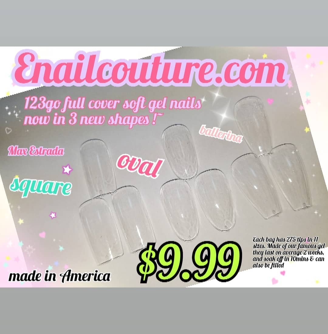 123 Go! Nails (pre made full coverage gel nail tips) (Full Cover False Nail Artificial Gel Nails Tip, False Nails)