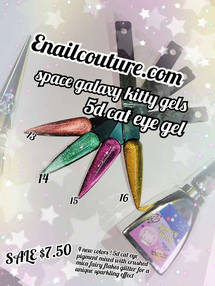 space galaxy kitty gels!~ (NEW 5d cat eye color gels, now 25 colors)(Cat Eye Gel Nail Polish Set Soak Off UV LED light Starry Sky Effect Magic Gel Nail Polish Kit Manicure Nail Art )