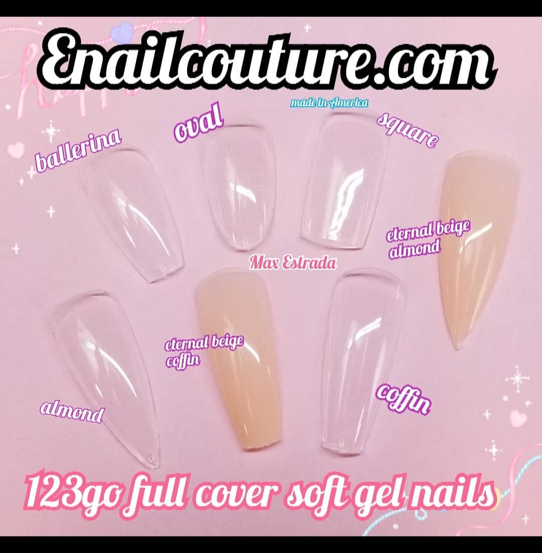 123 Go! Nails (pre made full coverage gel nail tips) (Full Cover False Nail Artificial Gel Nails Tip, False Nails)
