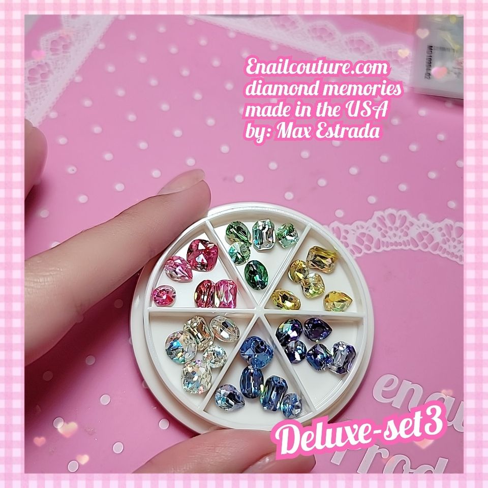 Diamond Memories (Nail Rhinestones Kit, AB Crystal Rhinestones for Nail Craft Multi Shape Nail Art Stones Mixed Size Round Flatback Nail Gems Packaged in Diamond Storage Box)