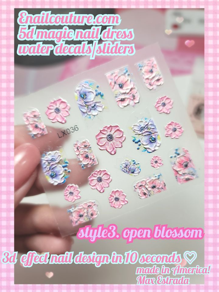 5D Magic Nail Dress Water Sliders (Nail art decal stickers 3D effect/3-d sliders/ Nail Decals/ Nail Wraps/ Nail Designs/ Water-Slide Nail Decals/3-d slider)