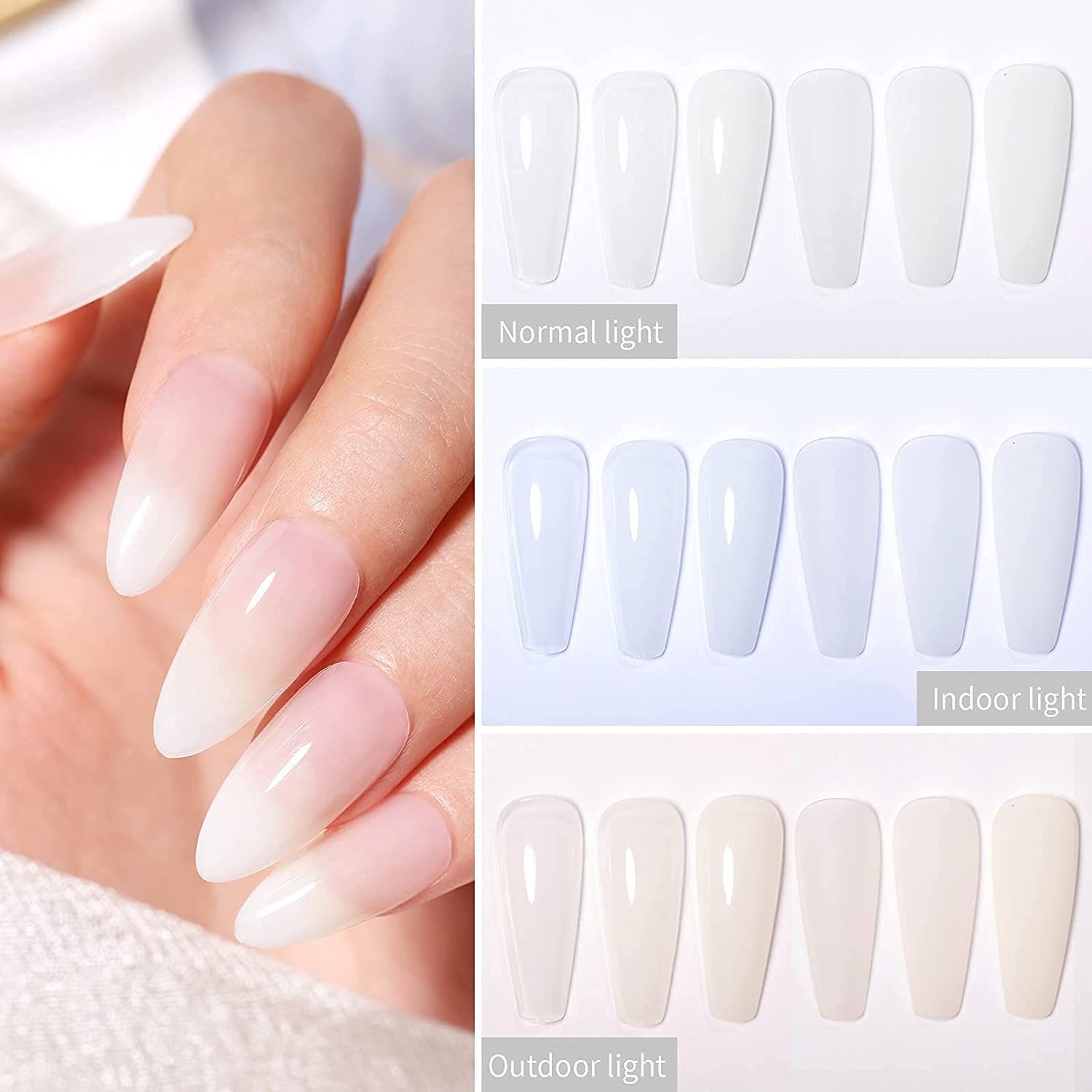 Milky Shinee (Milky White Gel Nail Polish,TranslucentJelly Nude White Gel Polish LED Manicuring Varnish)