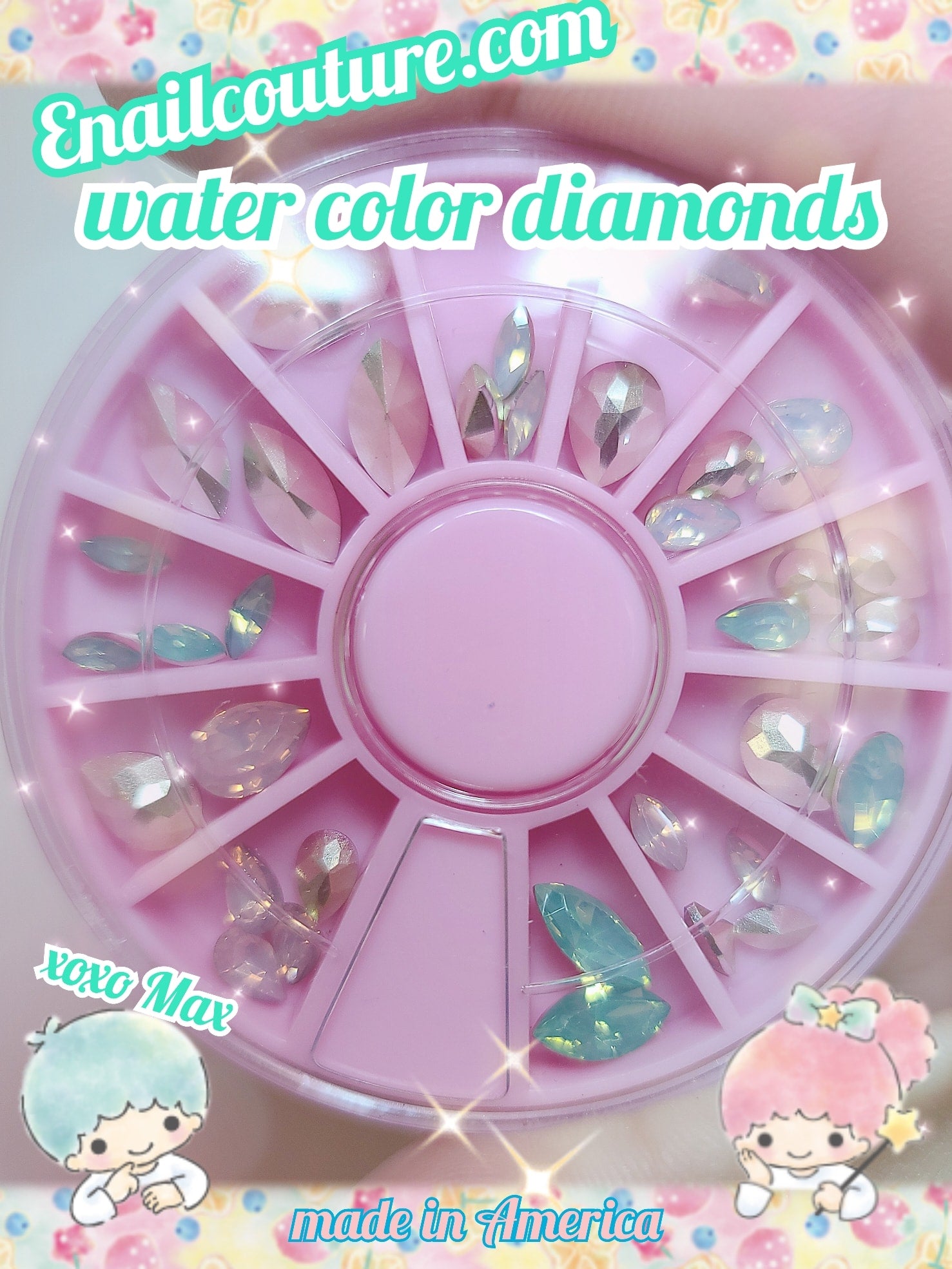 Watercolor diamond carousel !~ mix shape (Crystal Rhinestones Set,Rhinestones Nail Art Set Nail Gems Iridescent Clear Class Multi-Shape Flat Back Shiny Nail Jewels for Nail Art DIY Crafts Phones Clothes Shoes Jewelry Bag)