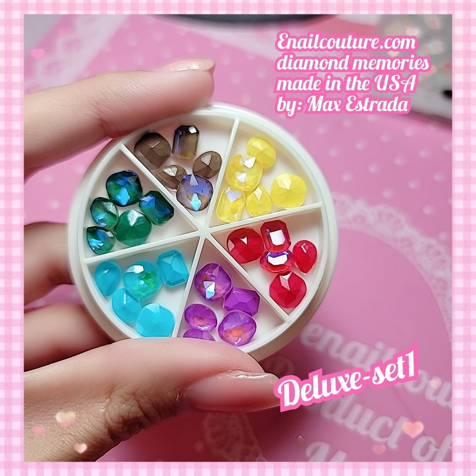 Diamond Memories (Nail Rhinestones Kit, AB Crystal Rhinestones for Nail Craft Multi Shape Nail Art Stones Mixed Size Round Flatback Nail Gems Packaged in Diamond Storage Box)