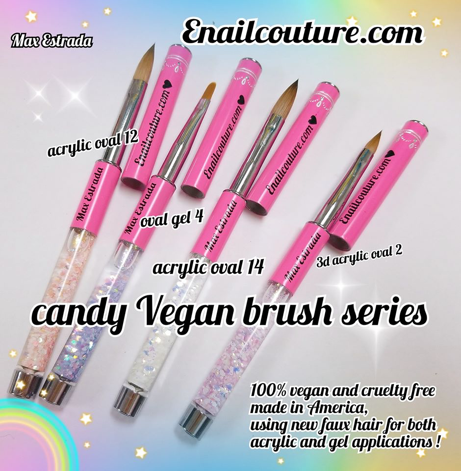 Candy Vegan Acrylic and Gel Brush series !~ (cruelty free nail art, gel and acrylic brushes)