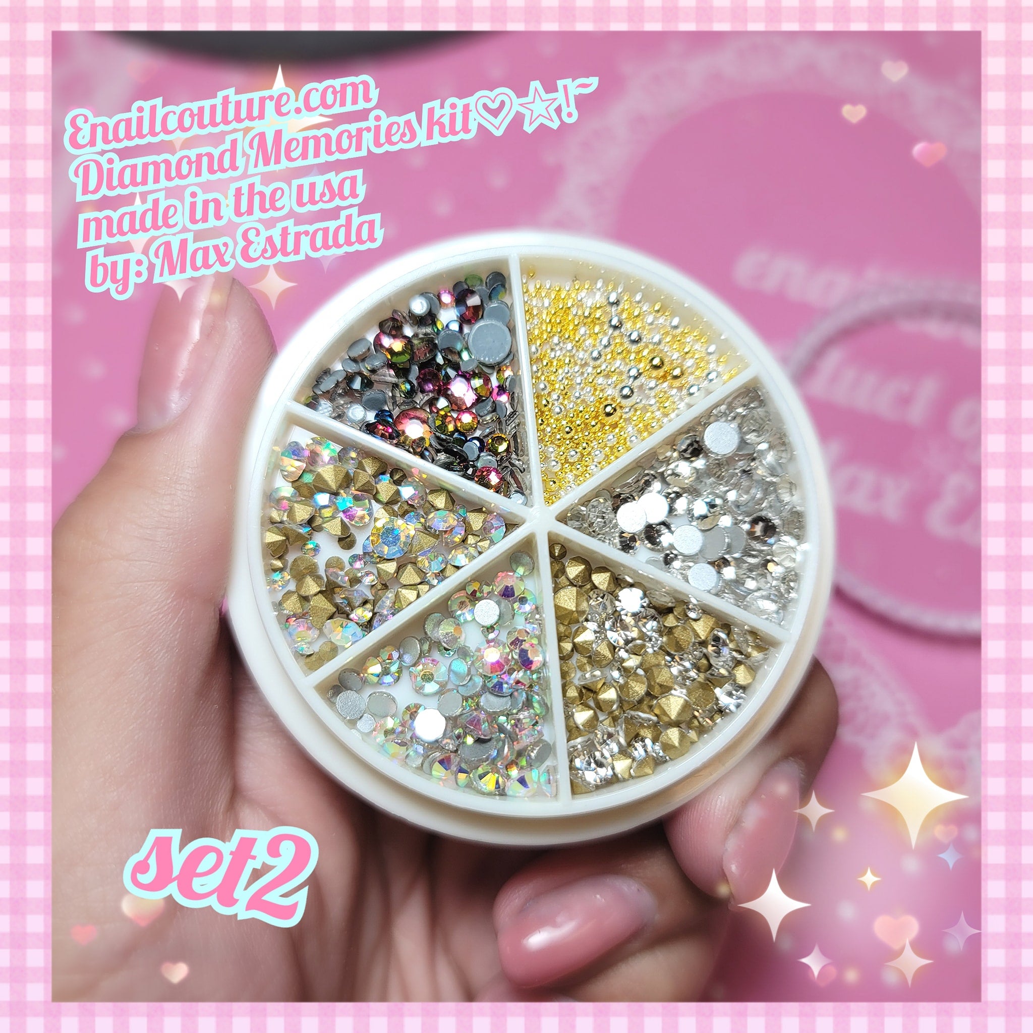Diamond Memories (Nail Rhinestones Kit, AB Crystal Rhinestones for Nail Craft Multi Shape Nail Art Stones Mixed Size Round Flatback Nail Gems Packaged in Diamond Storage Box)