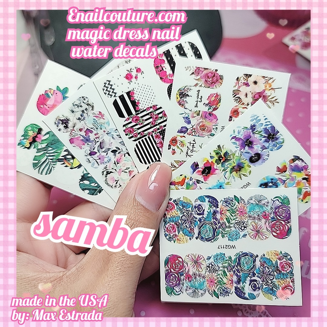 Magic Nail Dress Water Sliders (Nail Art Decals Nail Designs Colorful Water Transfer Stickers Nail Sliders Decals, Nail Art Manicure Decoration Accessories)(Transparent Silicone Head Nail Print Art Stamping Stamper Manicure Tools)