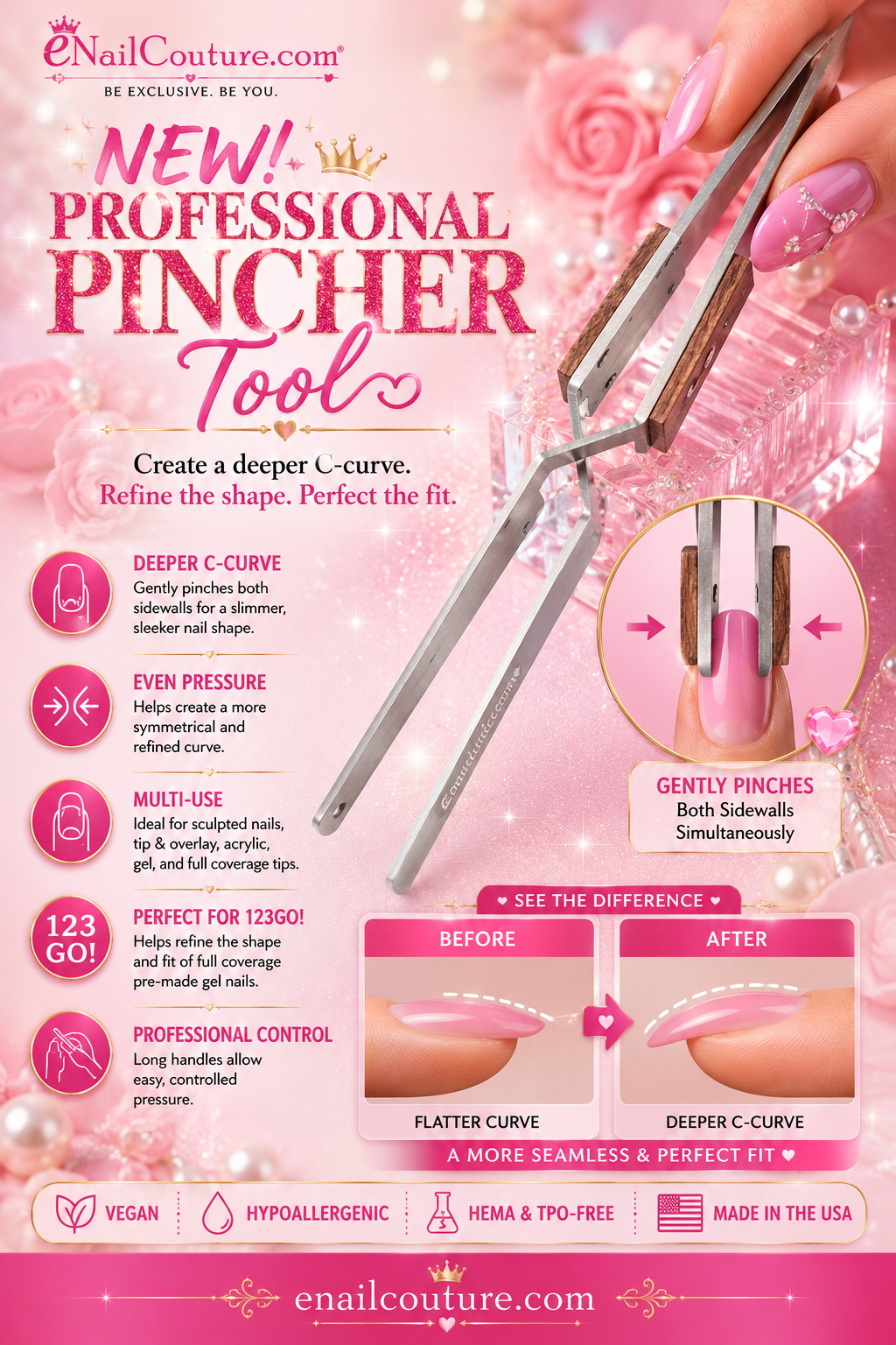 Professional Nail Pincher Tool | C-Curve Shaping Tool | eNailCouture