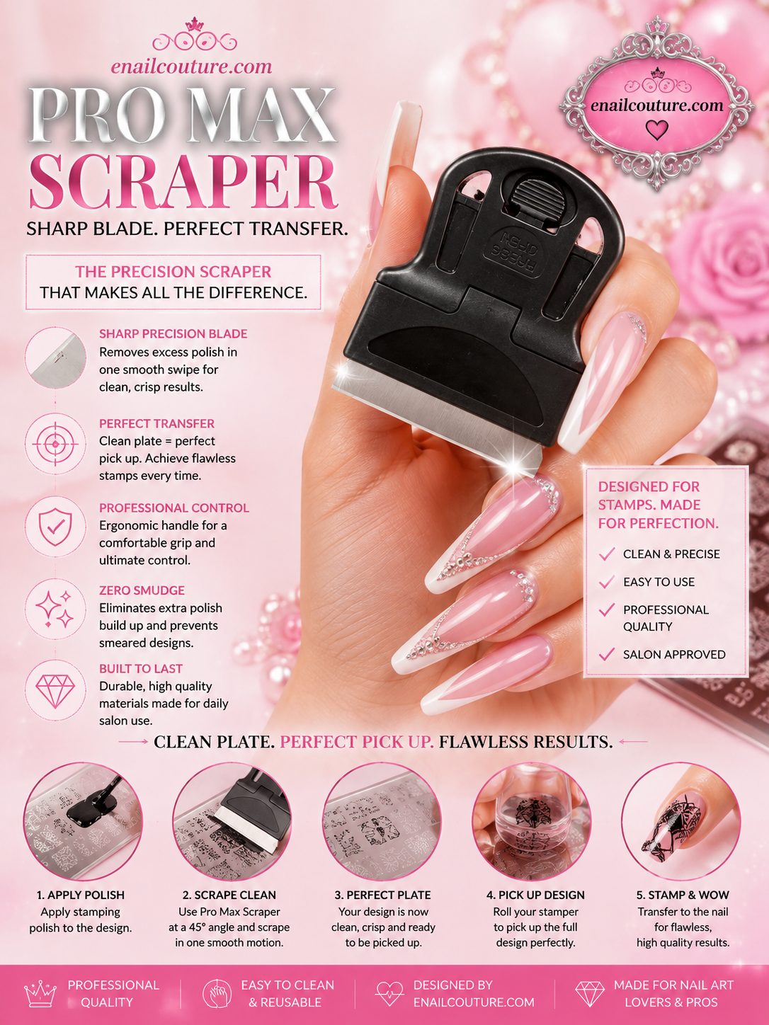 Pro Max Nail Stamping Scraper | Precision Stamping Tool | eNailCouture