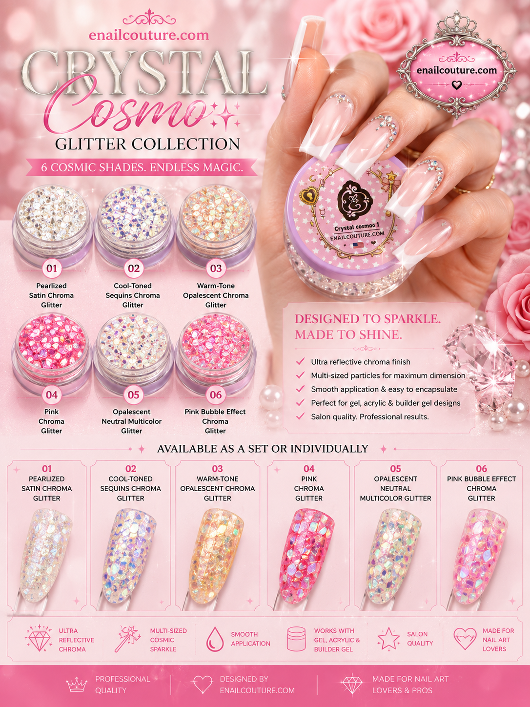 Crystal Cosmo Chroma Nail Glitter Collection | eNailCouture