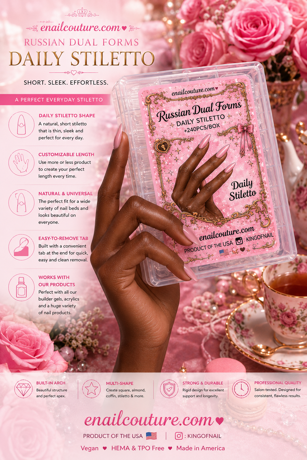 Russian Dual Forms Daily Stiletto | 240pc Nail Forms | eNailCouture