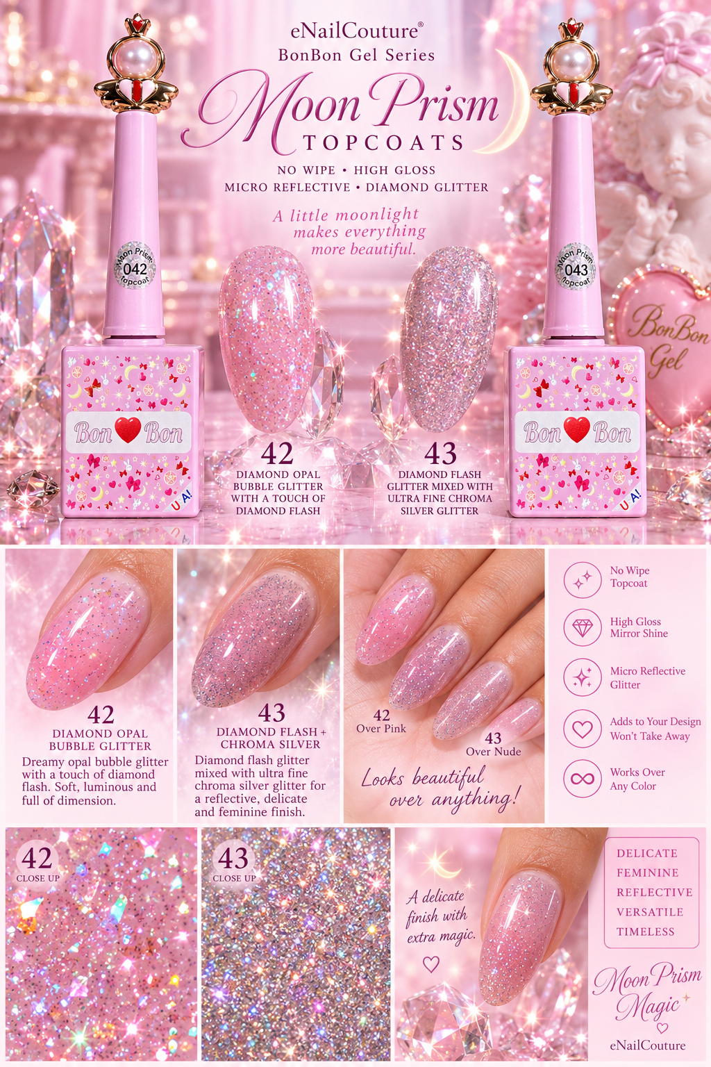 Moon Prism Reflective Glitter Topcoat 42 & 43 | eNailCouture