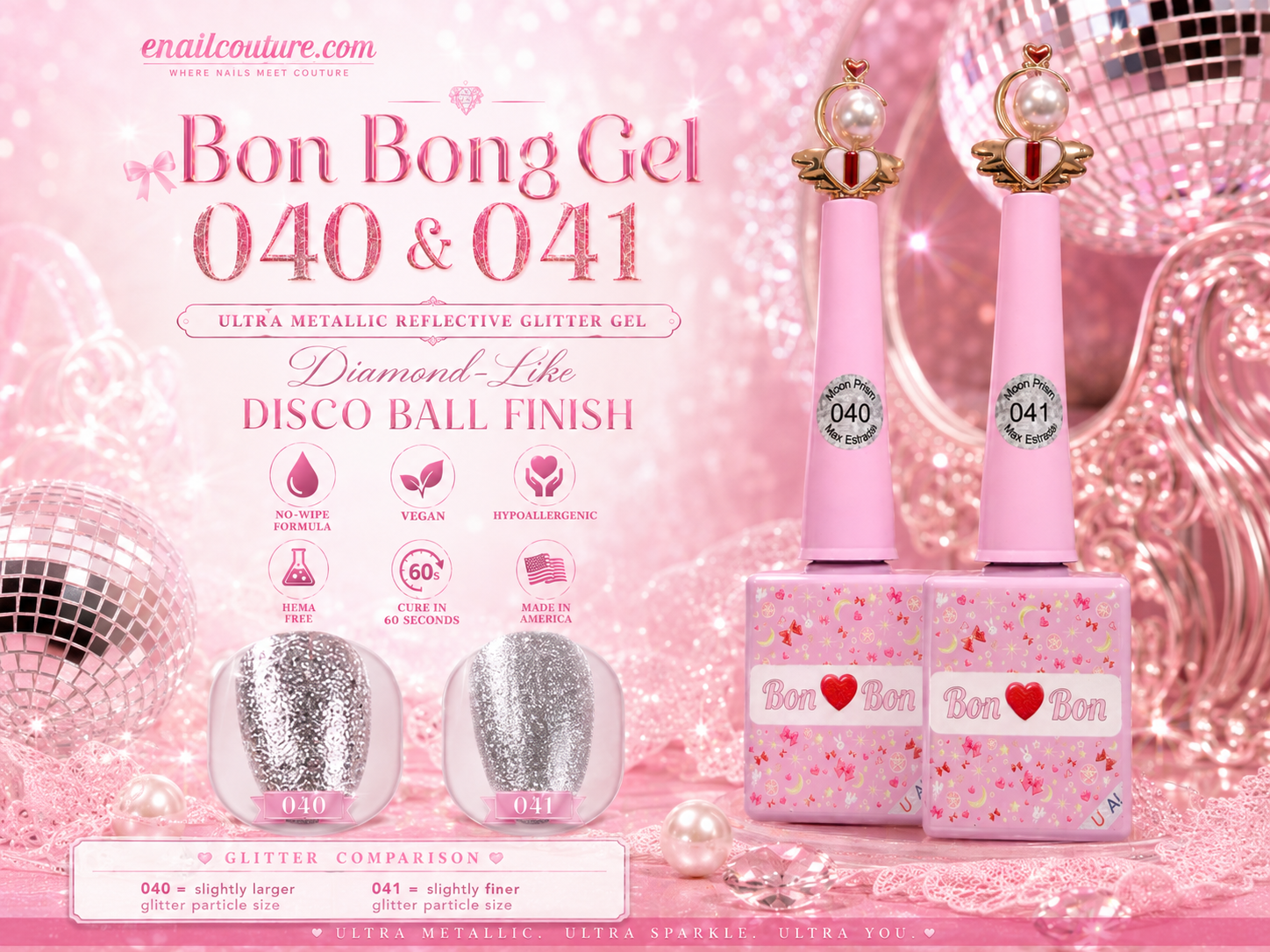 Bon Bon Moon Prism Reflective Glitter Gel 040 & 041 | eNailCouture
