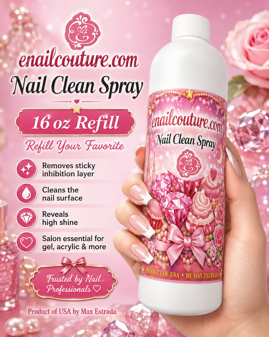 Nail Clean Spray – 16 oz Professional Refill