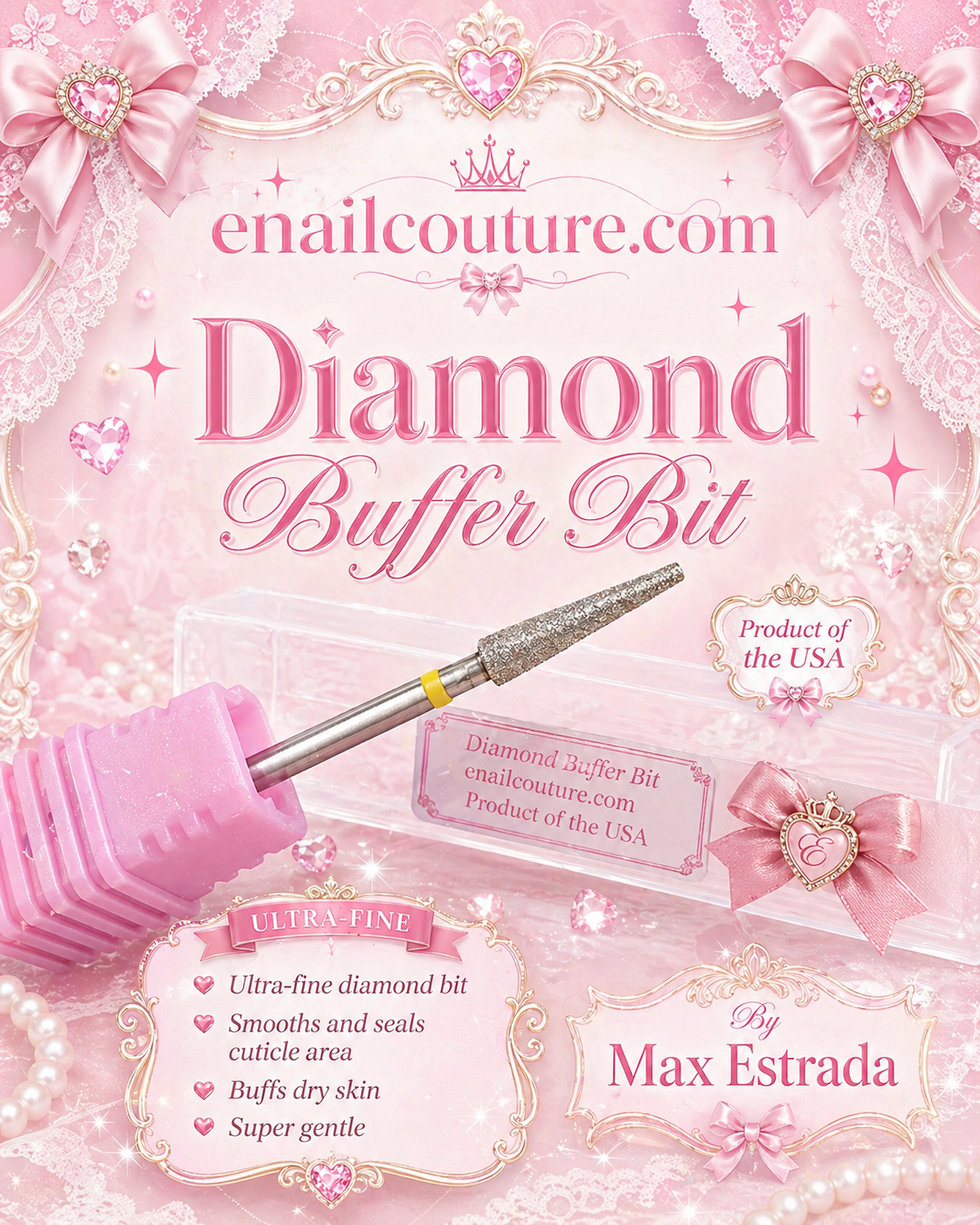 eNailCouture Diamond Buffer Bit Ultra-Fine Cuticle Smoothing Drill Bit ...