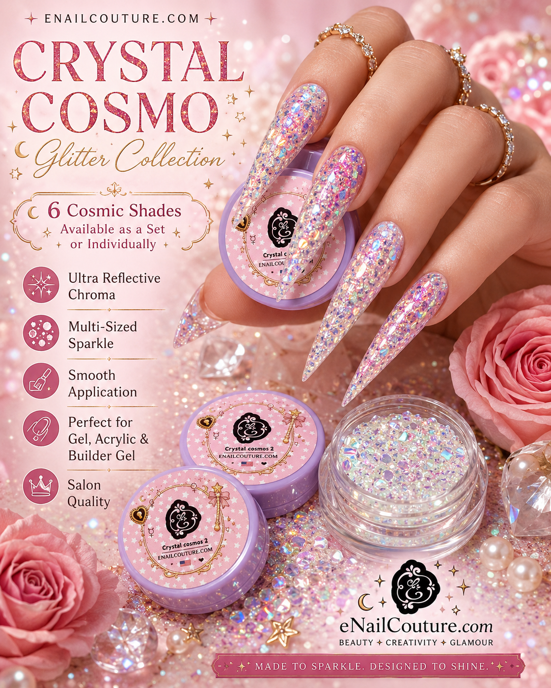 Crystal Cosmo Chroma Nail Glitter Collection | eNailCouture