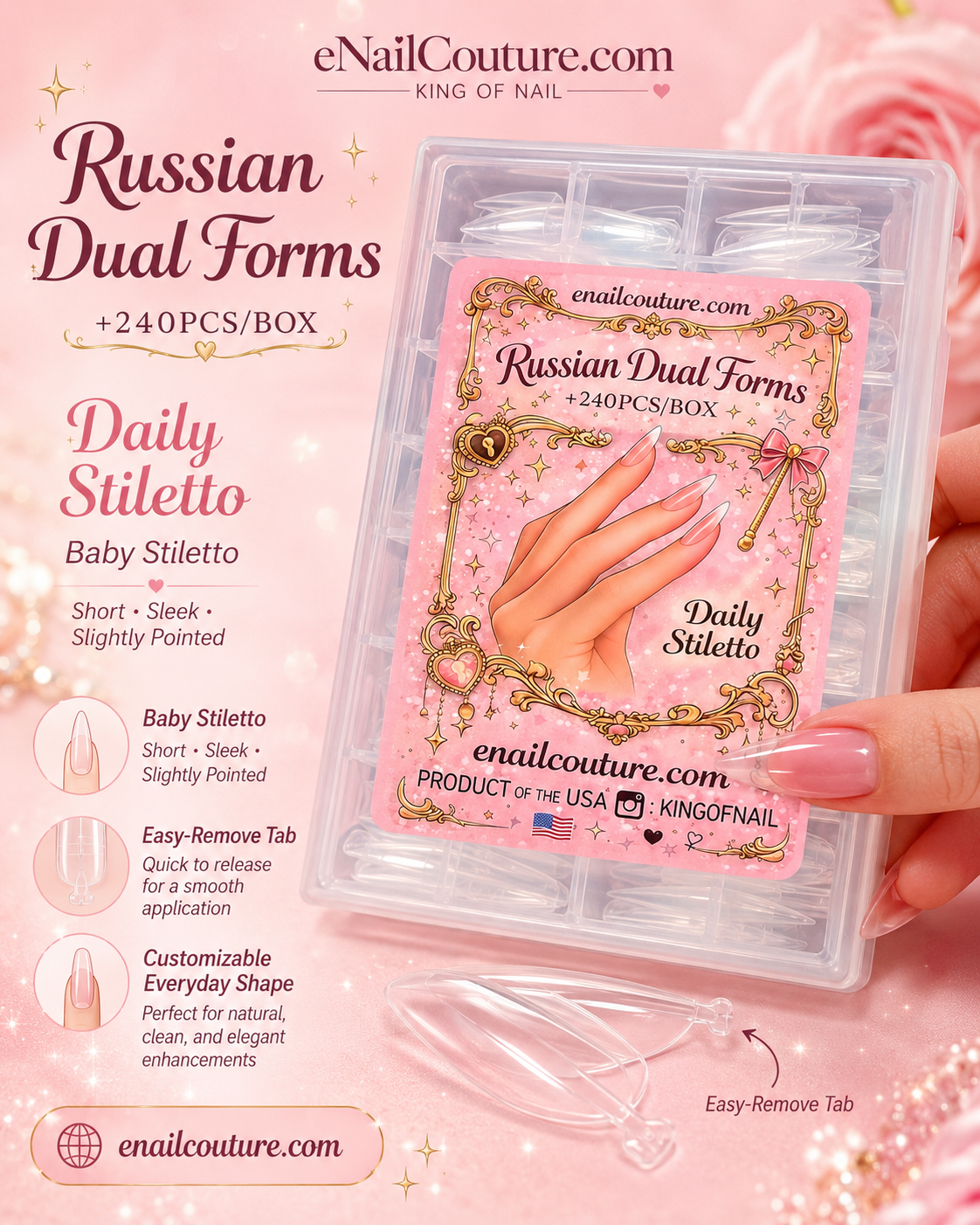 Russian Dual Forms Daily Stiletto | 240pc Nail Forms | eNailCouture