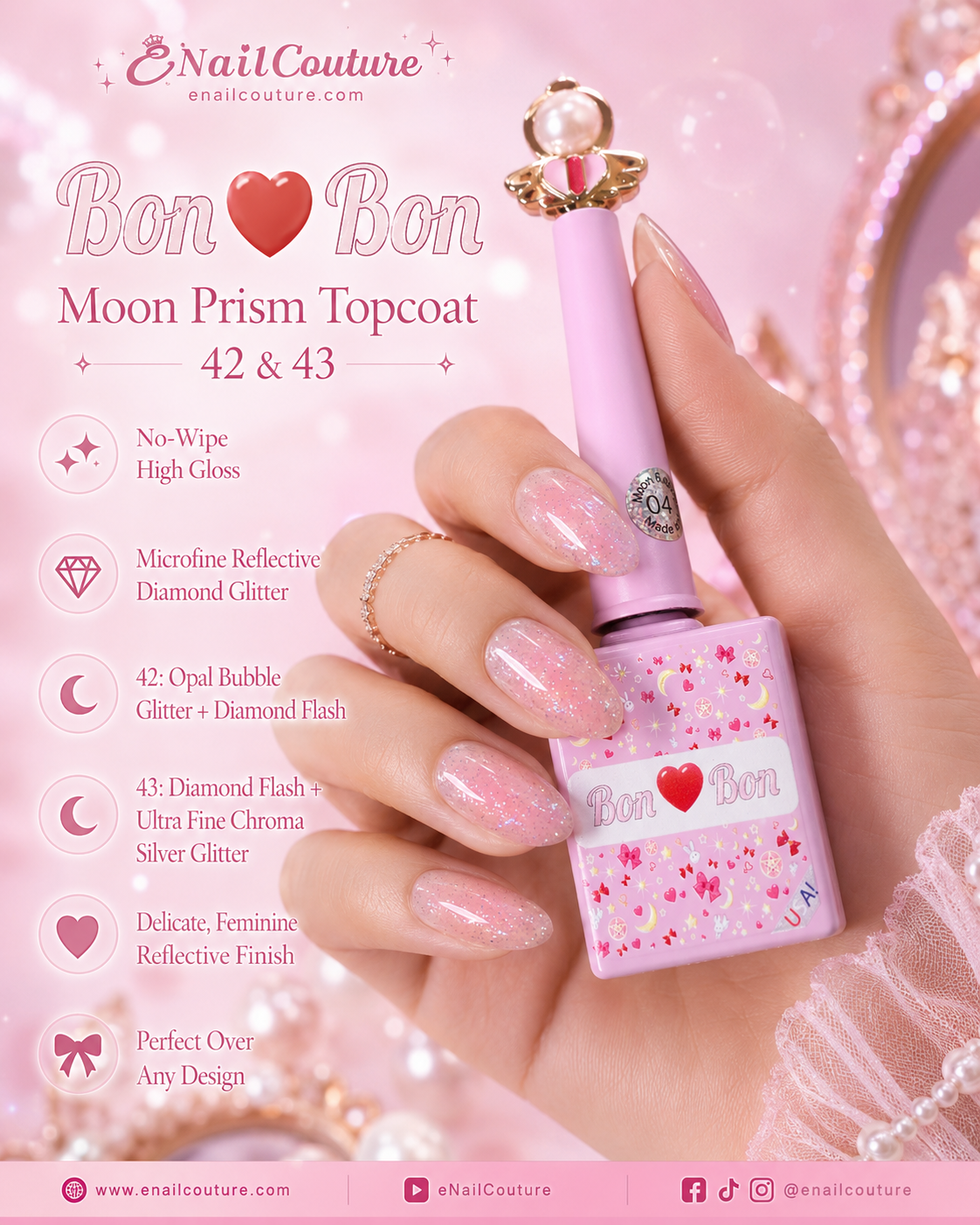 Moon Prism Reflective Glitter Topcoat 42 & 43 | eNailCouture