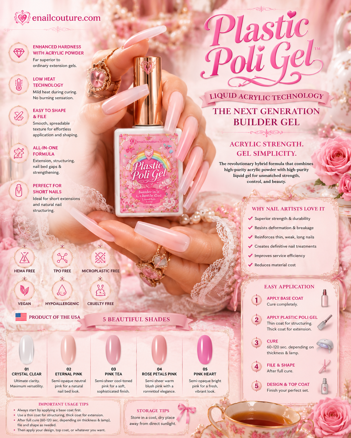 Plastic Poli Gel™ – Liquid Acrylic Builder in a Bottle | HEMA-Free, TPO-Free | 15 mL