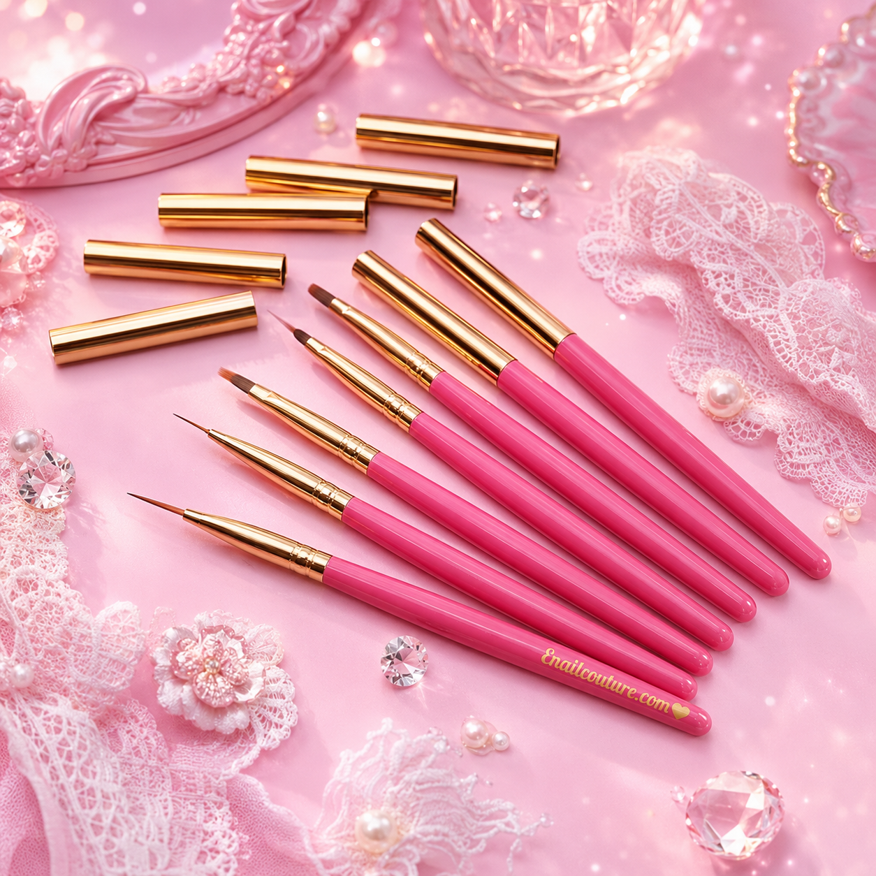 Max Doll Brush Set!~ (Nail Art Brushes, 7Pcs Nail Gel Polish Painting Brush Drawing Pen, Nail Liner Brush)
