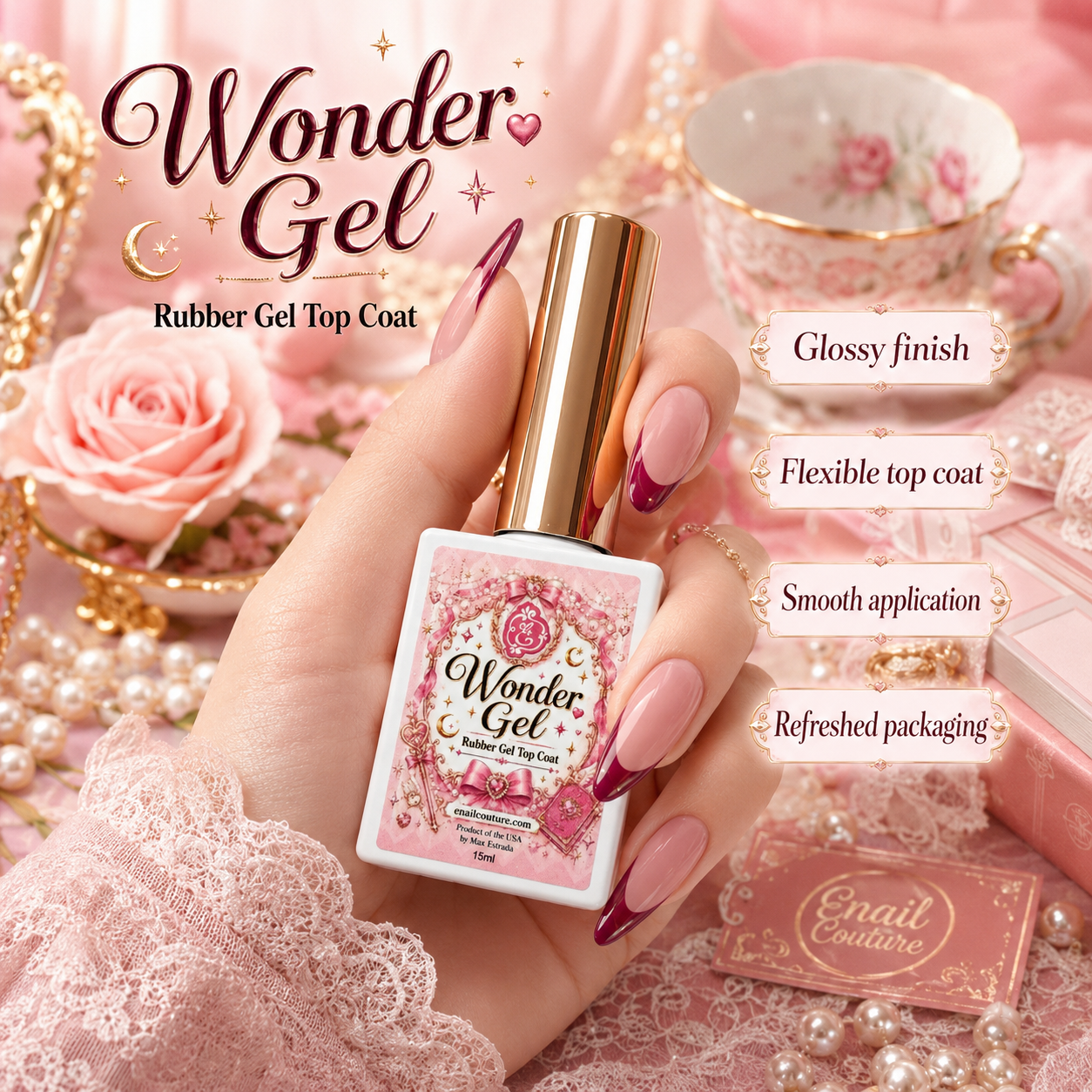 Wonder Gel top coat ~! now stain and scratch repellent formula (no wipe shine gel top coat/sealer)
