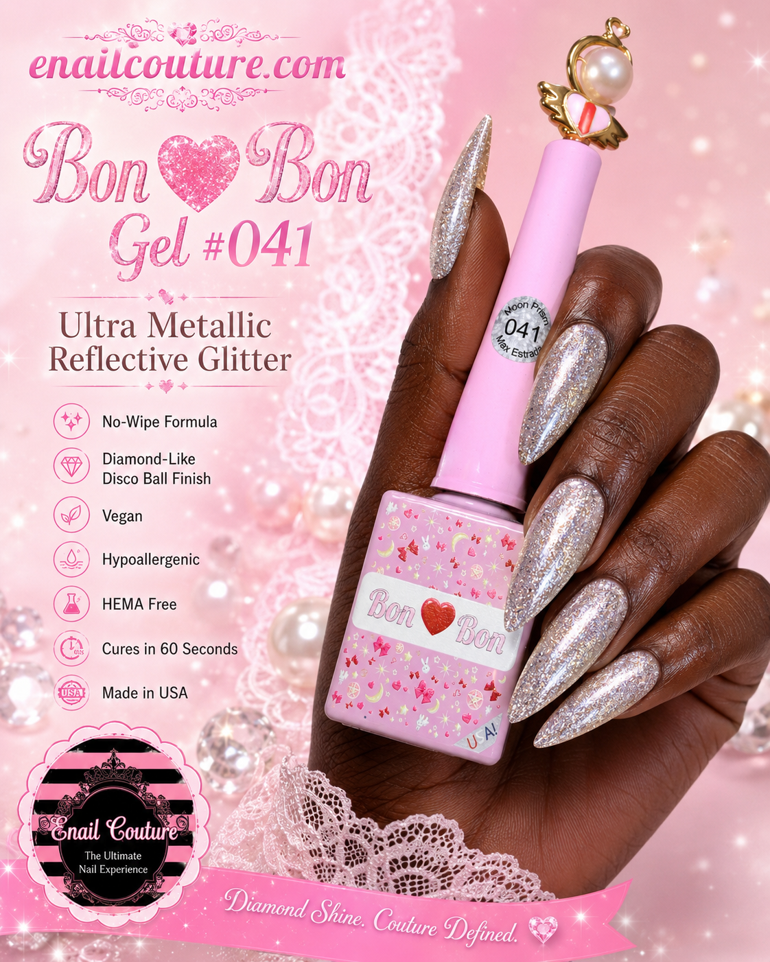 Bon Bon Moon Prism Reflective Glitter Gel 040 & 041 | eNailCouture