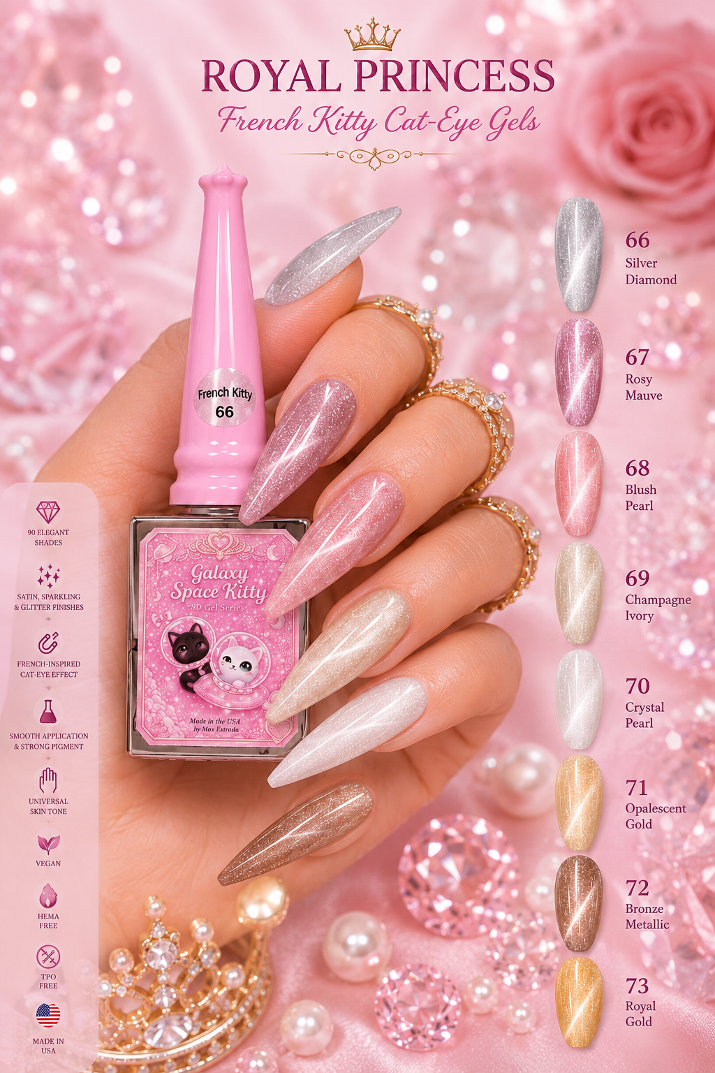French Kitty Royal Princess Collection | Galaxy Space Kitty Cat-Eye Gels #57–73