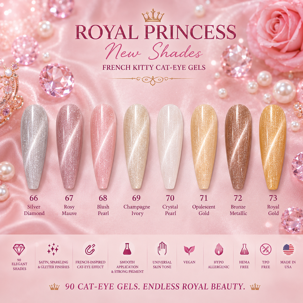 French Kitty Royal Princess Collection | Galaxy Space Kitty Cat-Eye Gels #57–73