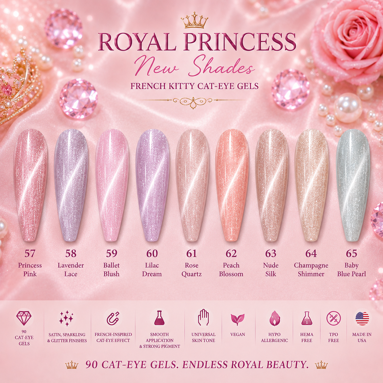 French Kitty Royal Princess Collection | Galaxy Space Kitty Cat-Eye Gels #57–73