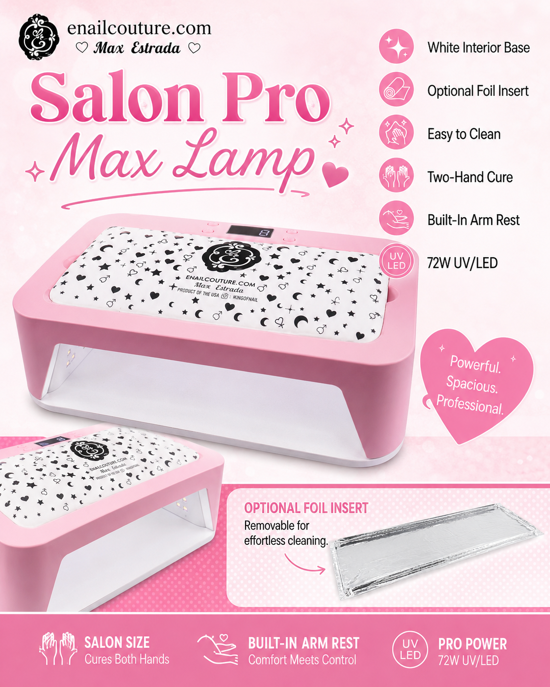 Salon PRO Max Lamp! (72W UV LED Nail Lamp with Arm Rest, Large Space Gel Nail Light Curing Dryer for Press On Nails, Nail Art, and Salon Use)
