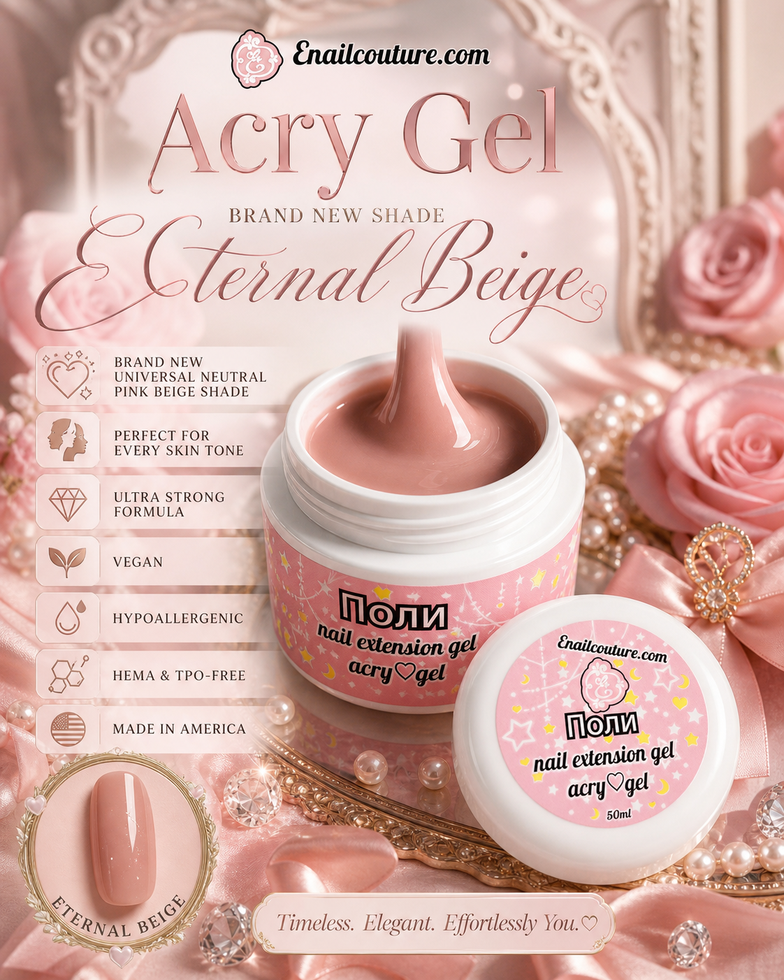 поли Acry Gel/Nail Extension Gel  acrygel ( Poly Extension Gel Nail Clear Glitter Nude Pink Builder Gel for Nails Professional DIY Nail Art French )