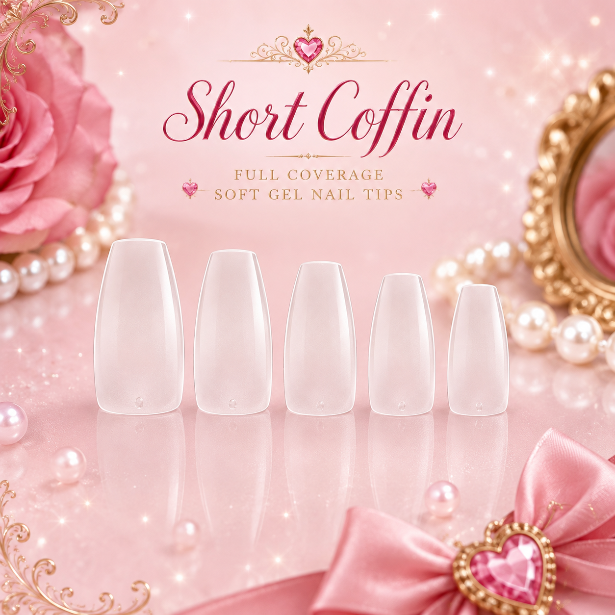 123GO! Pink Label Short Coffin Soft Gel Nail Tips | Max Flex Technology