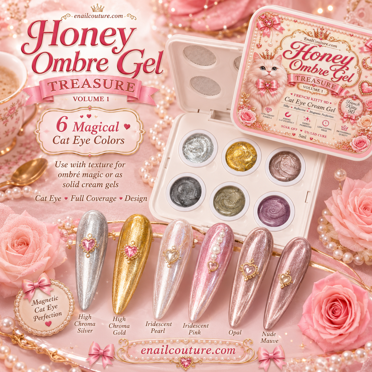 Honey Ombre Gel Treasure Vol. 1 Cream Cat Eye Gel Palette | eNailCouture