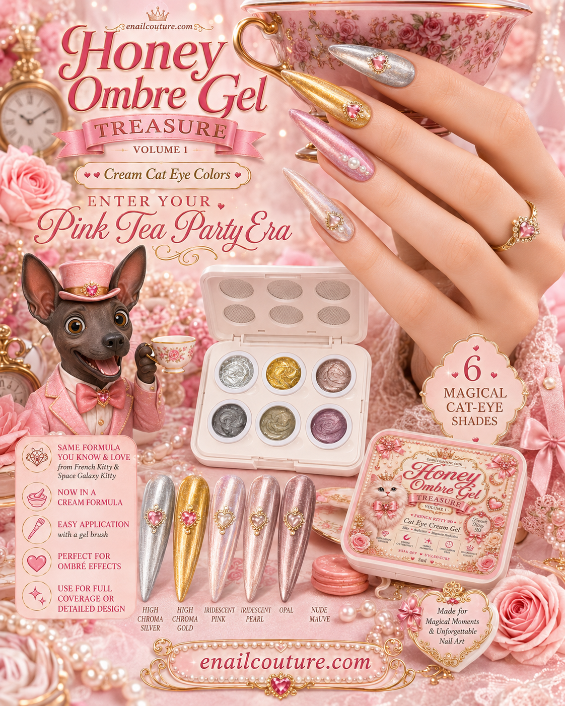Honey Ombre Gel Treasure Vol. 1 Cream Cat Eye Gel Palette | eNailCouture
