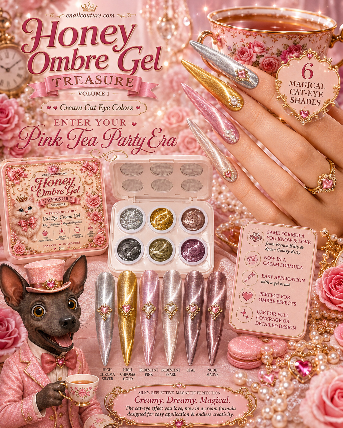 Honey Ombre Gel Treasure Vol. 1 Cream Cat Eye Gel Palette | eNailCouture
