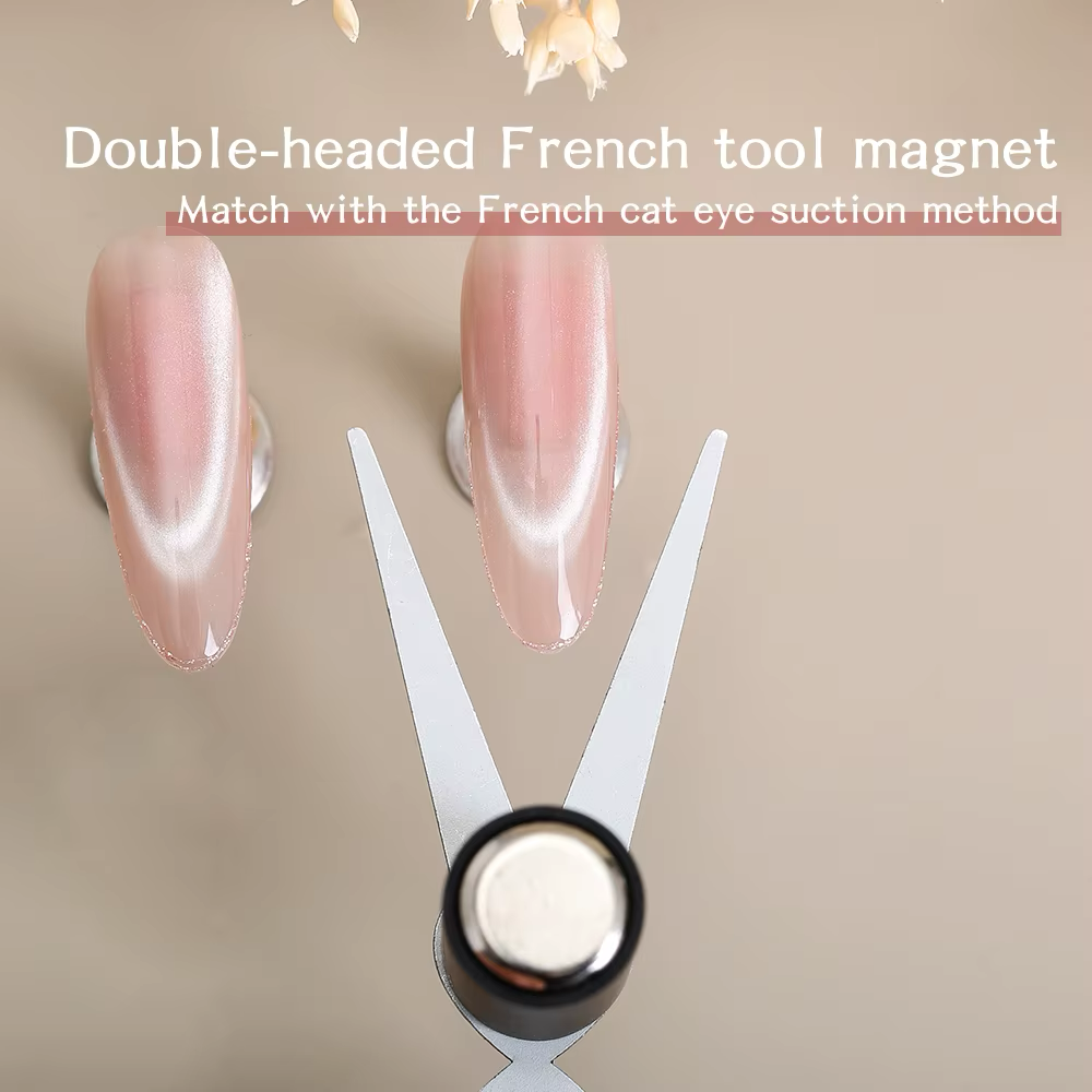 Smile Line French Magnet (Professional Dual Ended French Cat Eye Magnet Nail Art Tool For Diy Gel Polish To Create V Shape Crescent Line Manicure)